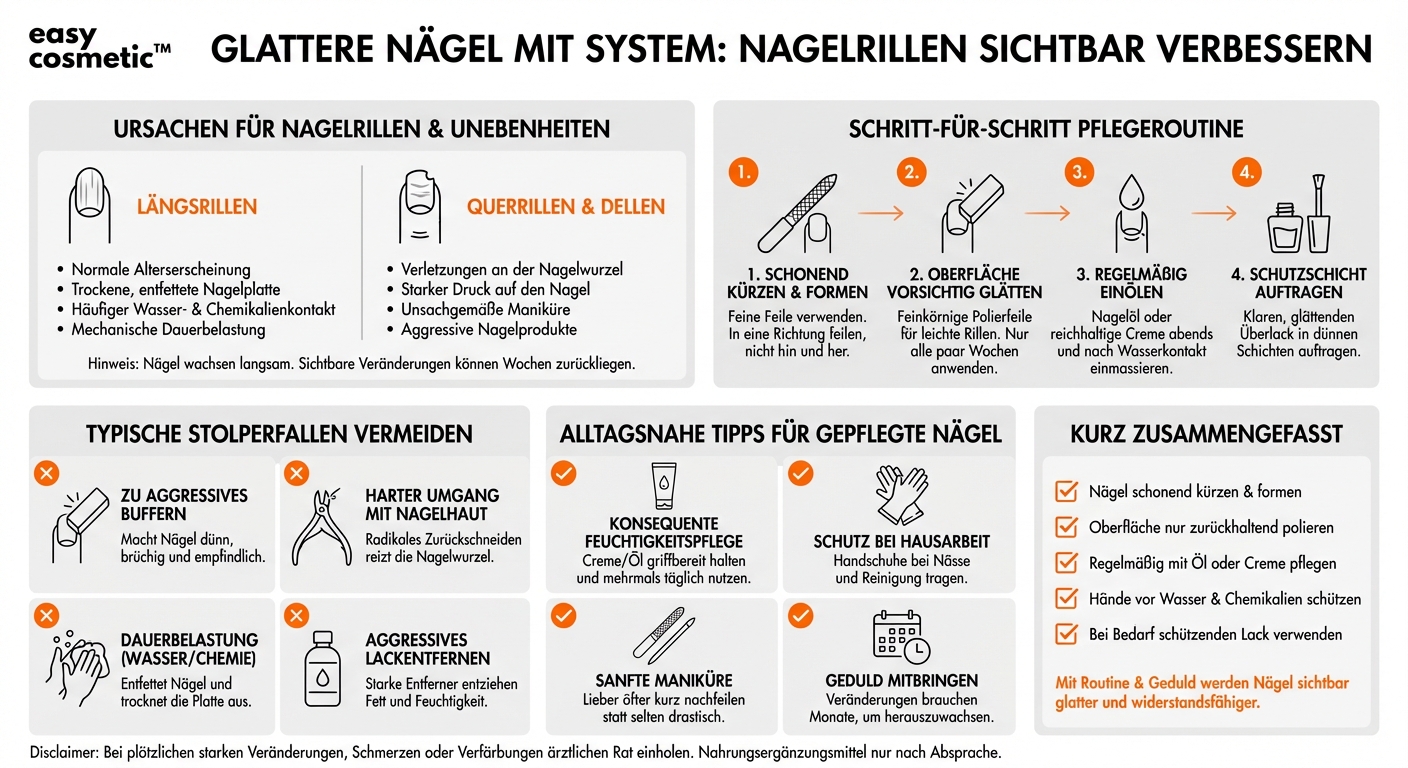 Wie kann ich Nagelrillen und unebene Nägel durch Pflege verbessern?
