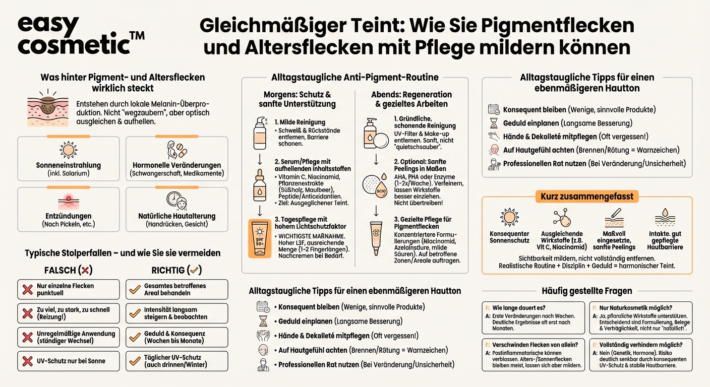 Wie kann ich Pigmentflecken und Altersflecken mit Pflegeprodukten mildern?