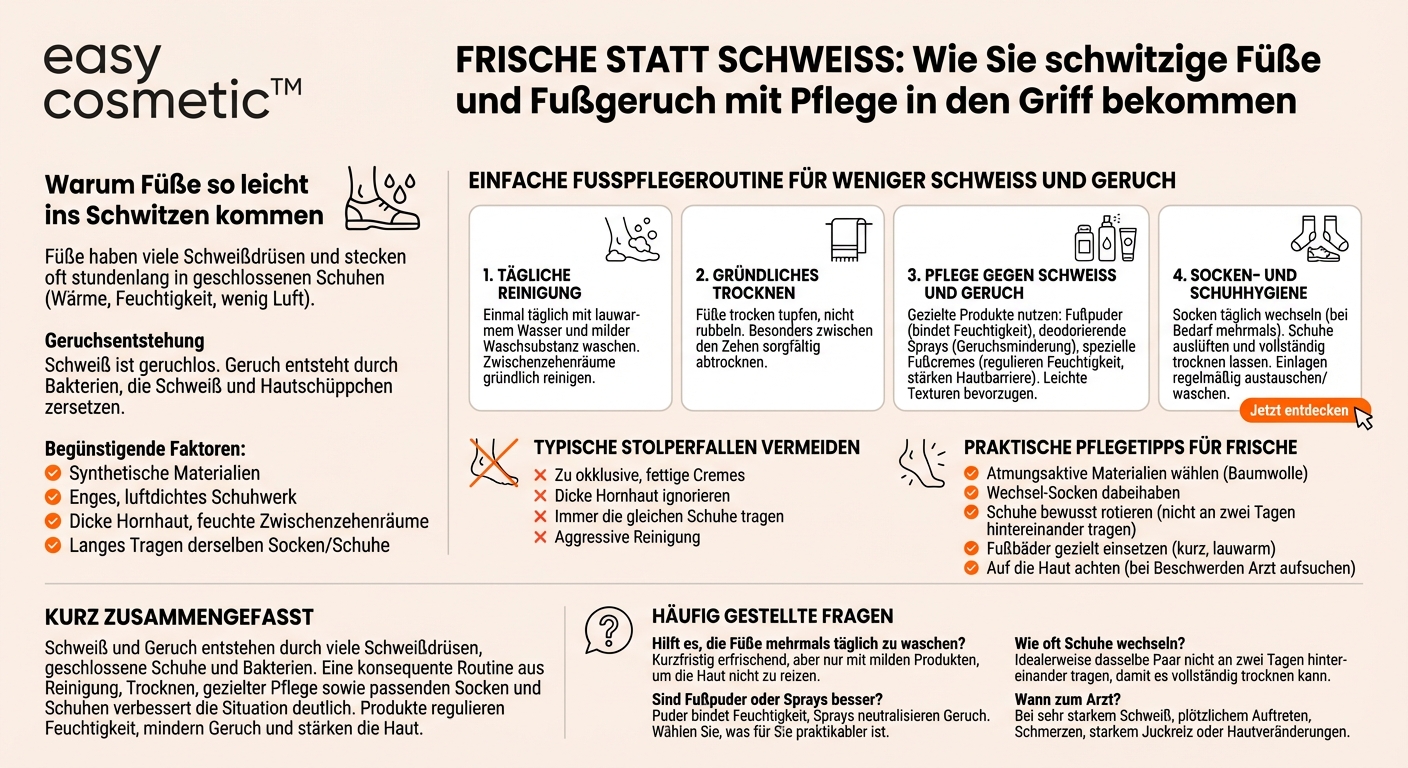 Wie kann ich schwitzige Füße und unangenehmen Fußgeruch mit Pflegeprodukten reduzieren?
