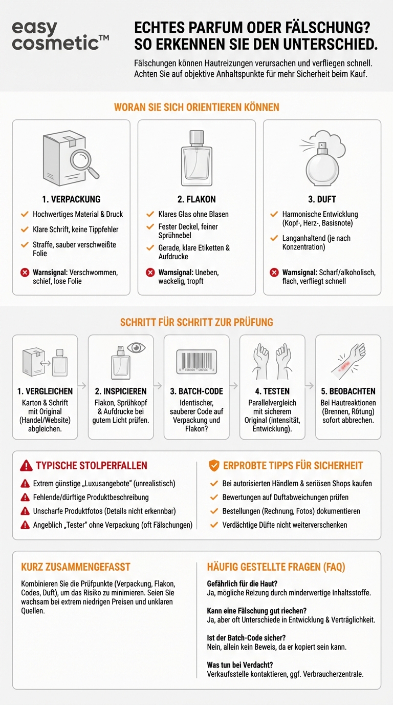 Wie kann ich testen, ob ein Parfum echt oder eine Fälschung ist?