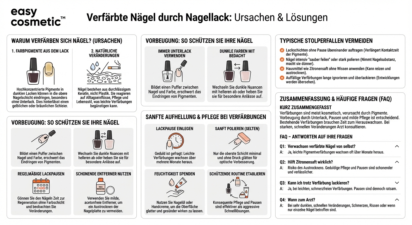 Wie kann ich verfärbte Nägel durch häufiges Lackieren vorbeugen oder behandeln?