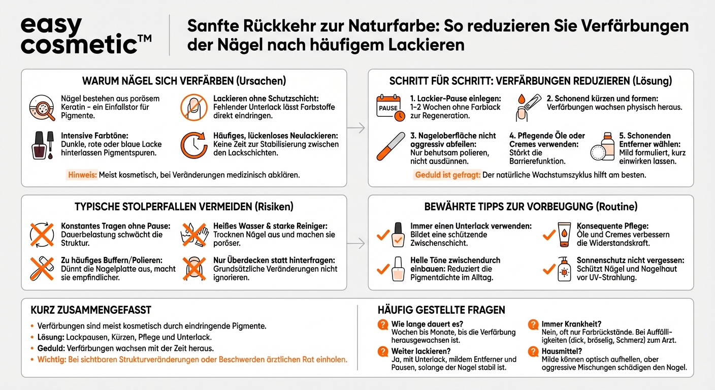 Wie kann ich Verfärbungen der Nägel nach häufigem Lackieren reduzieren?