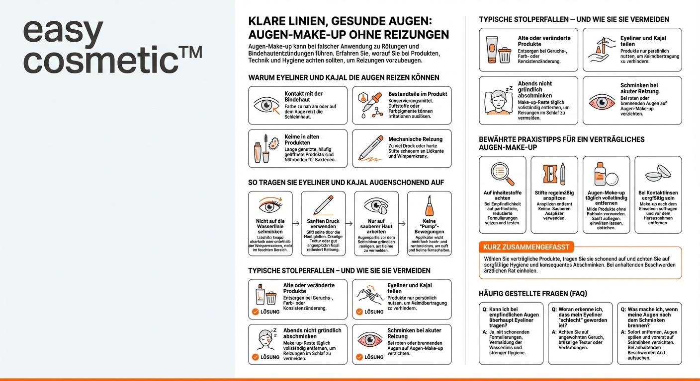 Wie kann ich verhindern, dass Eyeliner und Kajal Bindehautentzündungen oder Augenreizungen verursachen?