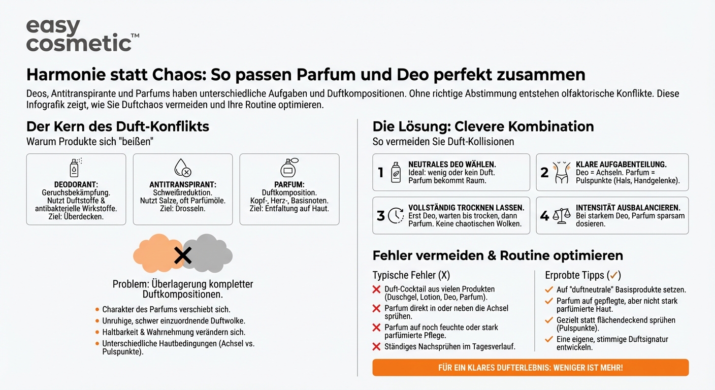 Wie kann ich verhindern, dass mein Parfum mit meinem Deo oder Antitranspirant in Konflikt gerät?