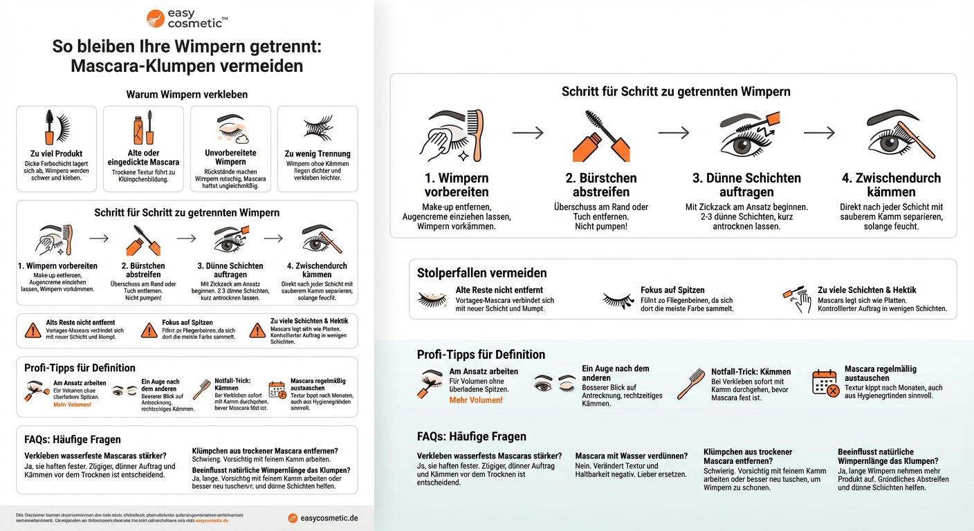 Wie kann ich verhindern, dass meine Wimpern nach dem Mascara-Auftrag zusammenkleben?