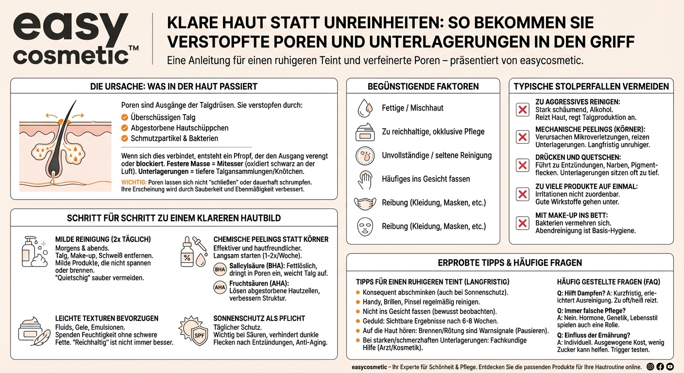 Wie kann ich verstopfte Poren und Unterlagerungen in den Griff bekommen?