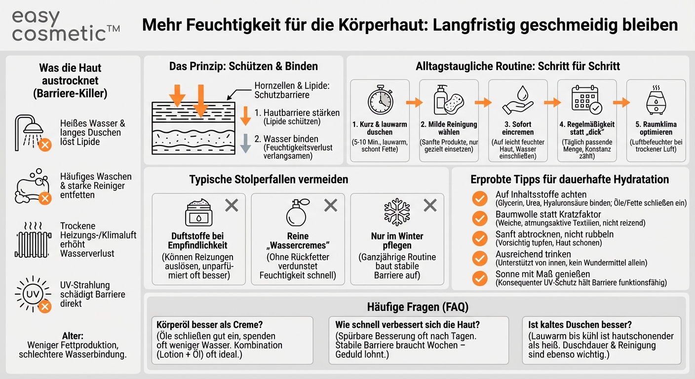 Wie kann man den Feuchtigkeitsgehalt der Körperhaut langfristig verbessern?