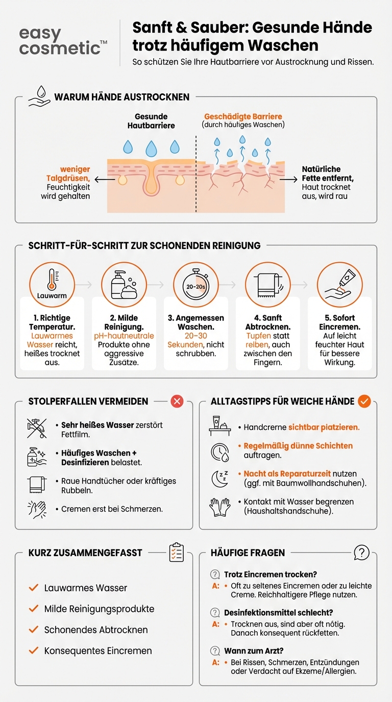 Wie kann man die Hände vor dem Austrocknen durch häufiges Händewaschen schützen?