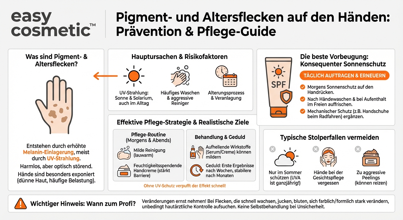 Wie kann man Pigment- oder Altersflecken auf den Händen pflegerisch behandeln oder vorbeugen?