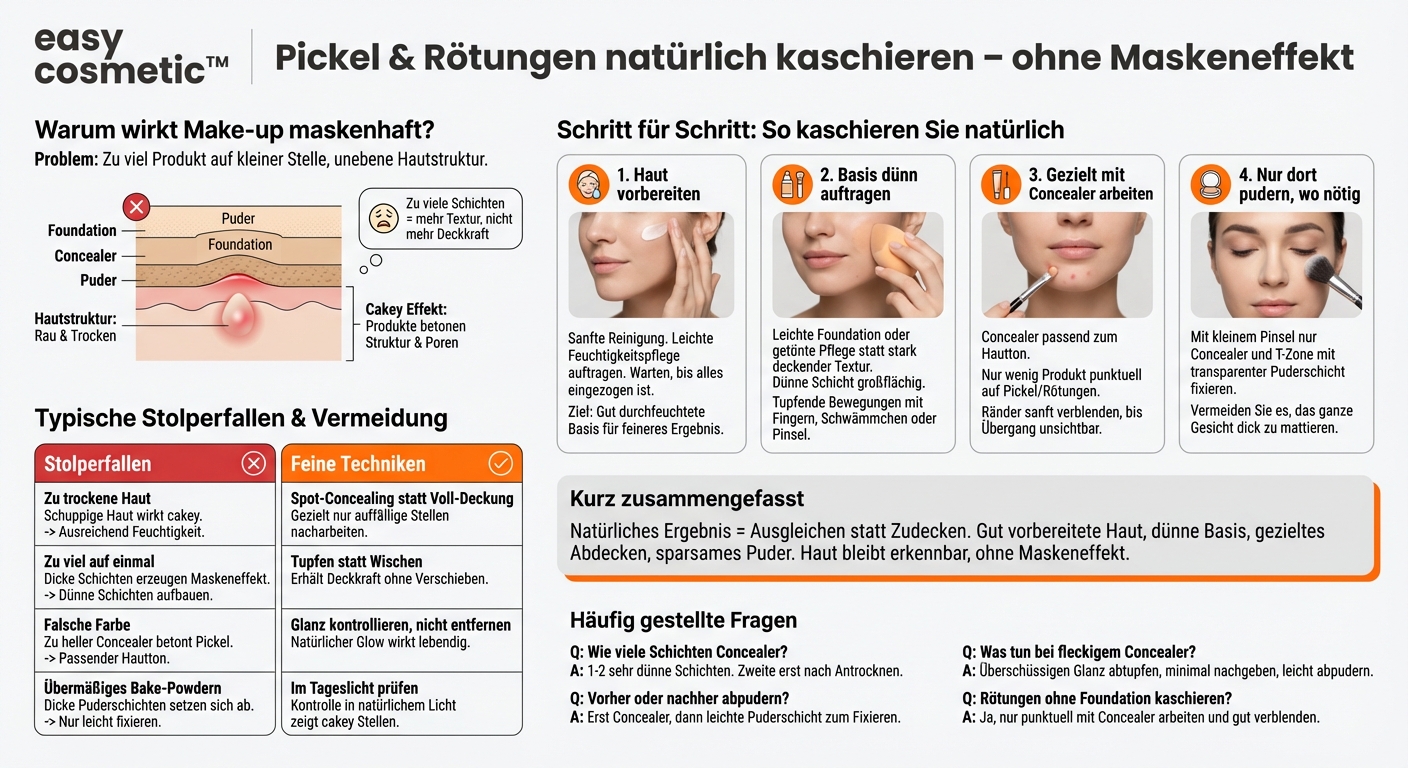 Wie kaschiere ich Pickel und Rötungen, ohne dass es cakey aussieht?