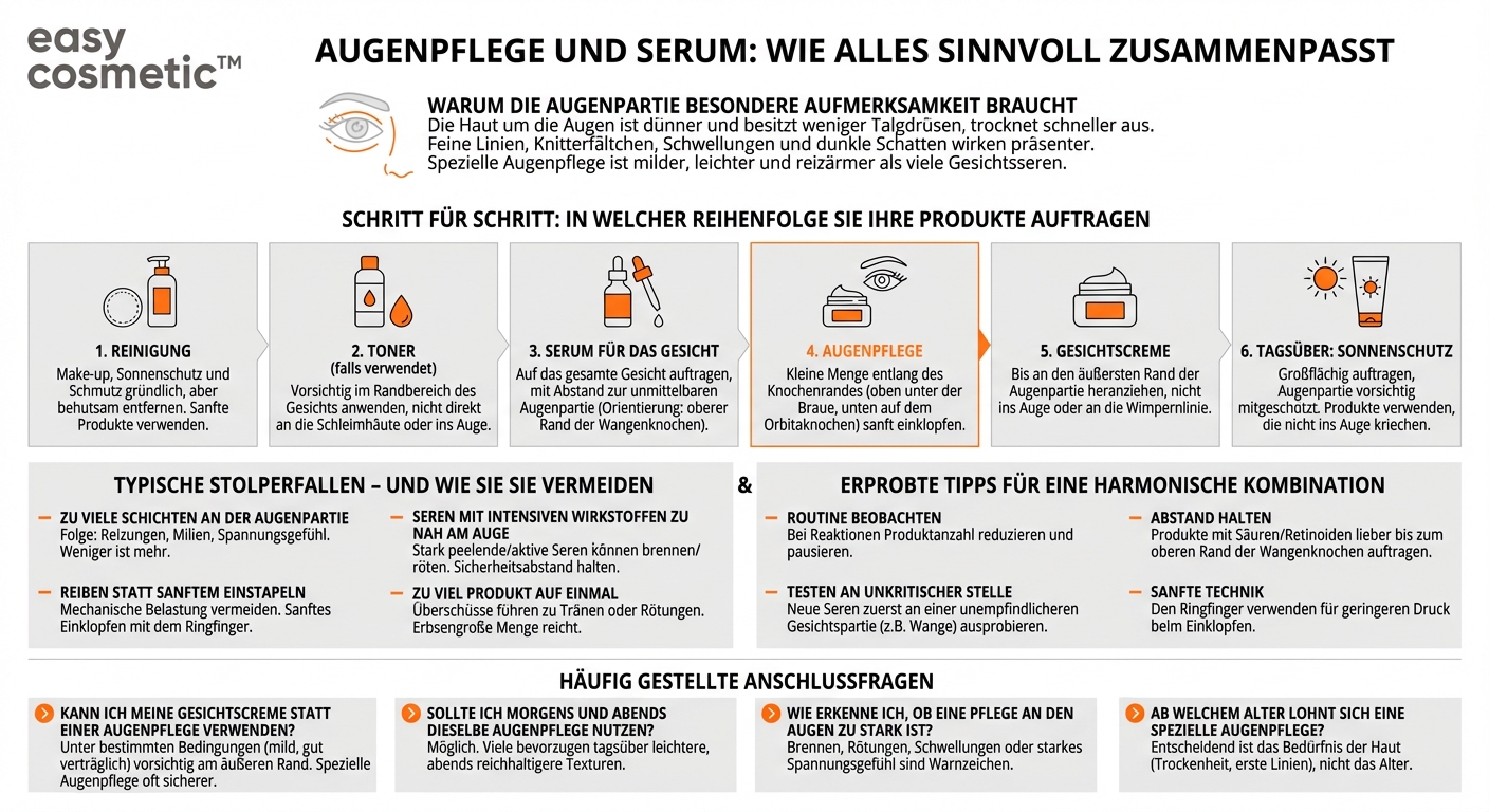 Wie kombiniert man Augenpflege sinnvoll mit einem Hautserum oder Gesichtspflege?