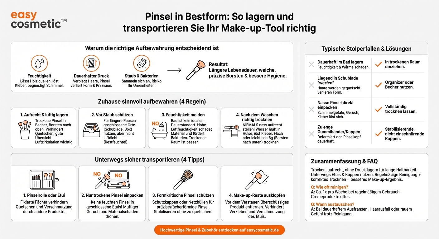 Wie lagere und transportiere ich meine Make-up-Pinsel, damit sie lange in Form bleiben?
