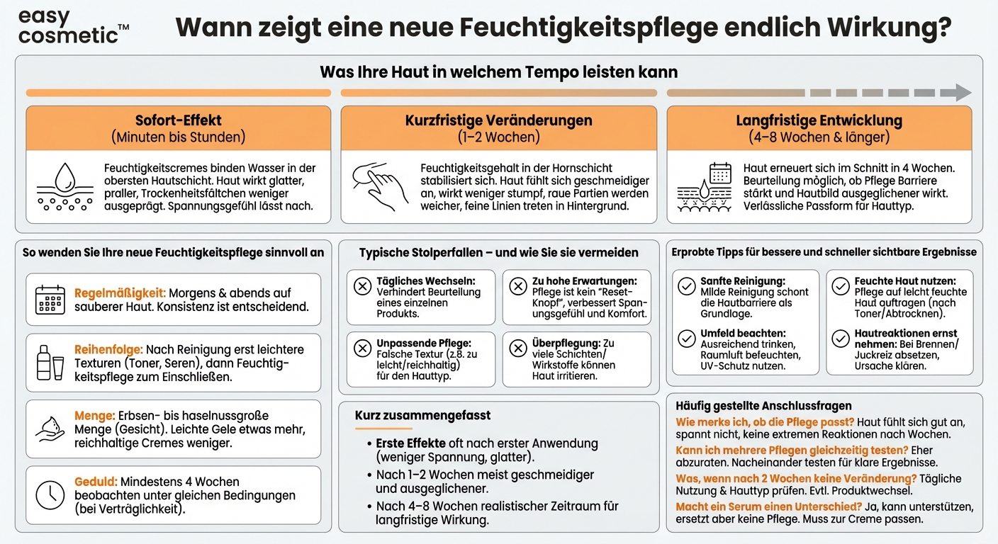 Wie lange dauert es, bis eine neue Feuchtigkeitspflege erste Ergebnisse zeigt?