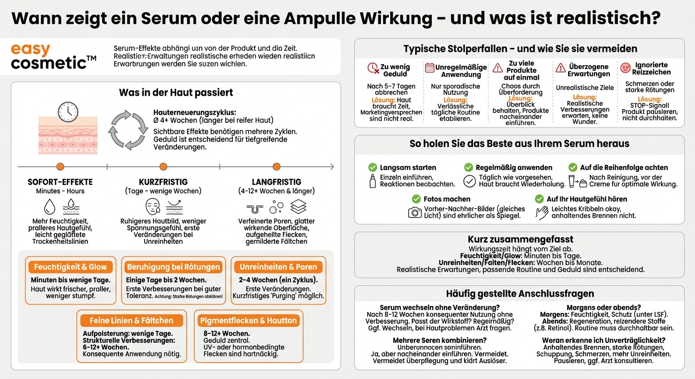 Wie lange dauert es, bis man eine Wirkung von einem Serum oder einer Ampulle sieht?