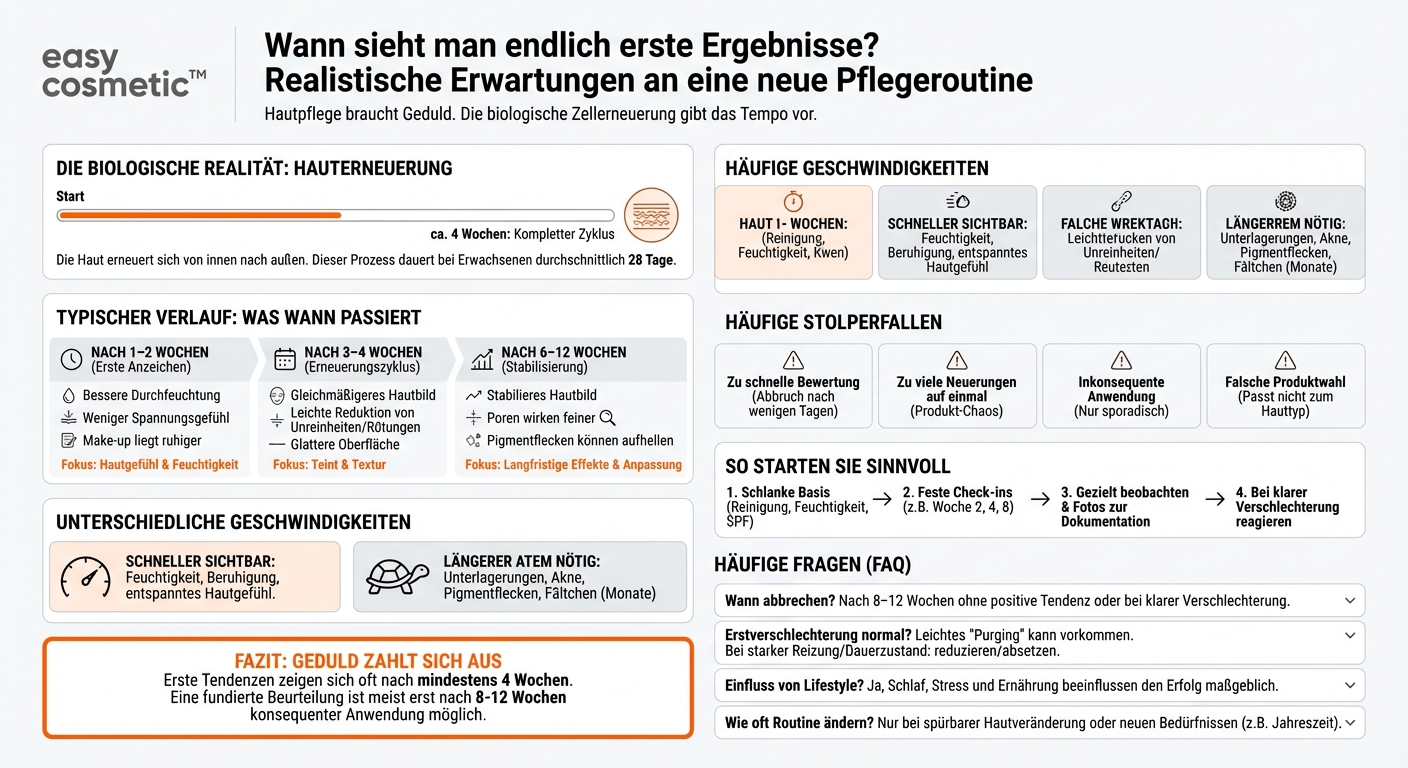 Wie lange dauert es, bis man Ergebnisse einer neuen Pflegeroutine sieht?