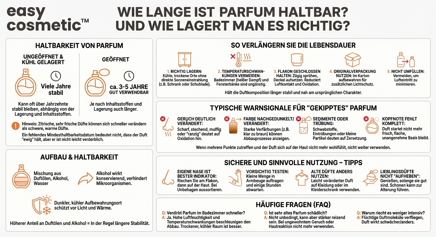 Wie lange ist ein Parfum haltbar und woran erkenne ich, dass es schlecht geworden ist?