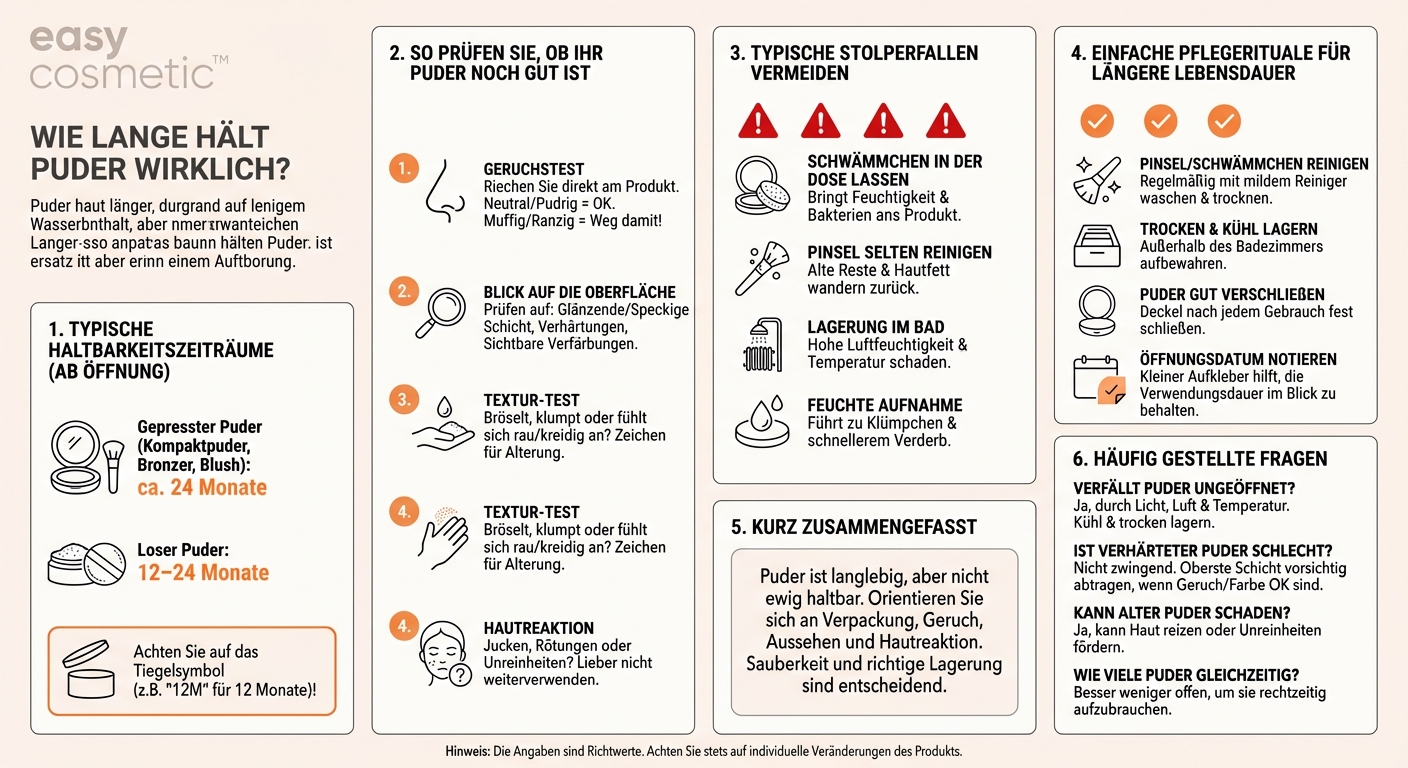 Wie lange ist Puder haltbar und woran erkenne ich, dass es ausgetauscht werden sollte?