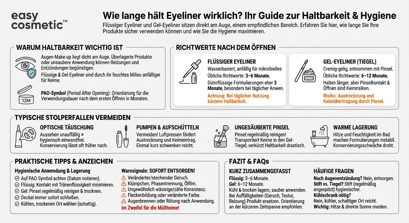 Wie lange sind flüssige und Gel-Eyeliner nach dem Öffnen haltbar?