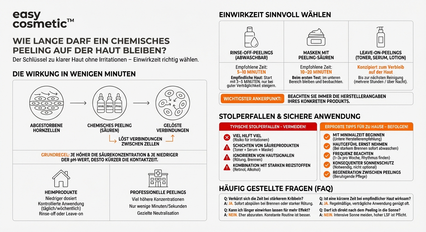 Wie lange sollte ein chemisches Peeling auf der Haut einwirken?