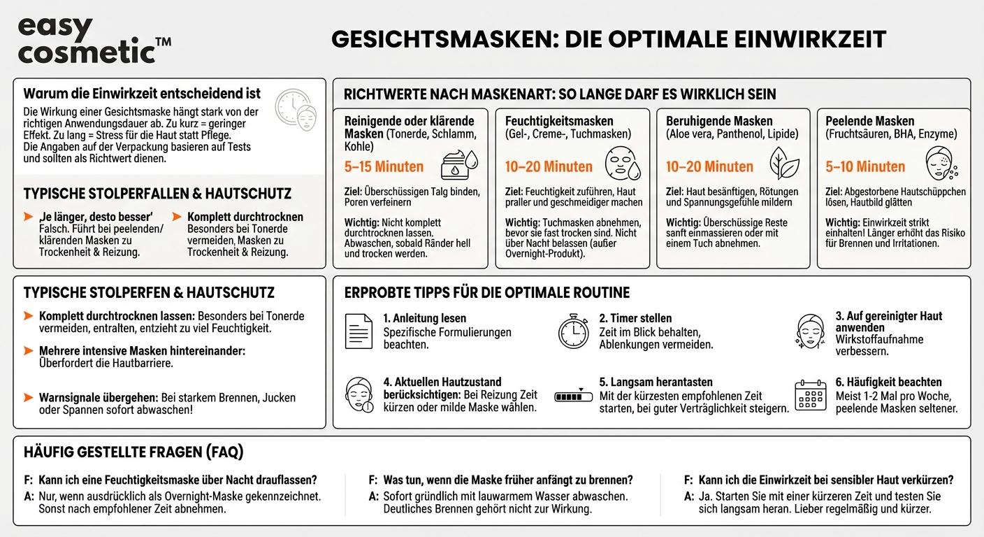 Wie lange sollte eine Gesichtsmaske einwirken, damit sie optimal wirkt?