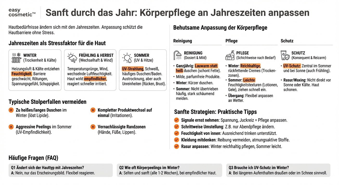 Wie lässt sich Körperpflege an verschiedene Jahreszeiten anpassen, ohne die Haut zu reizen?