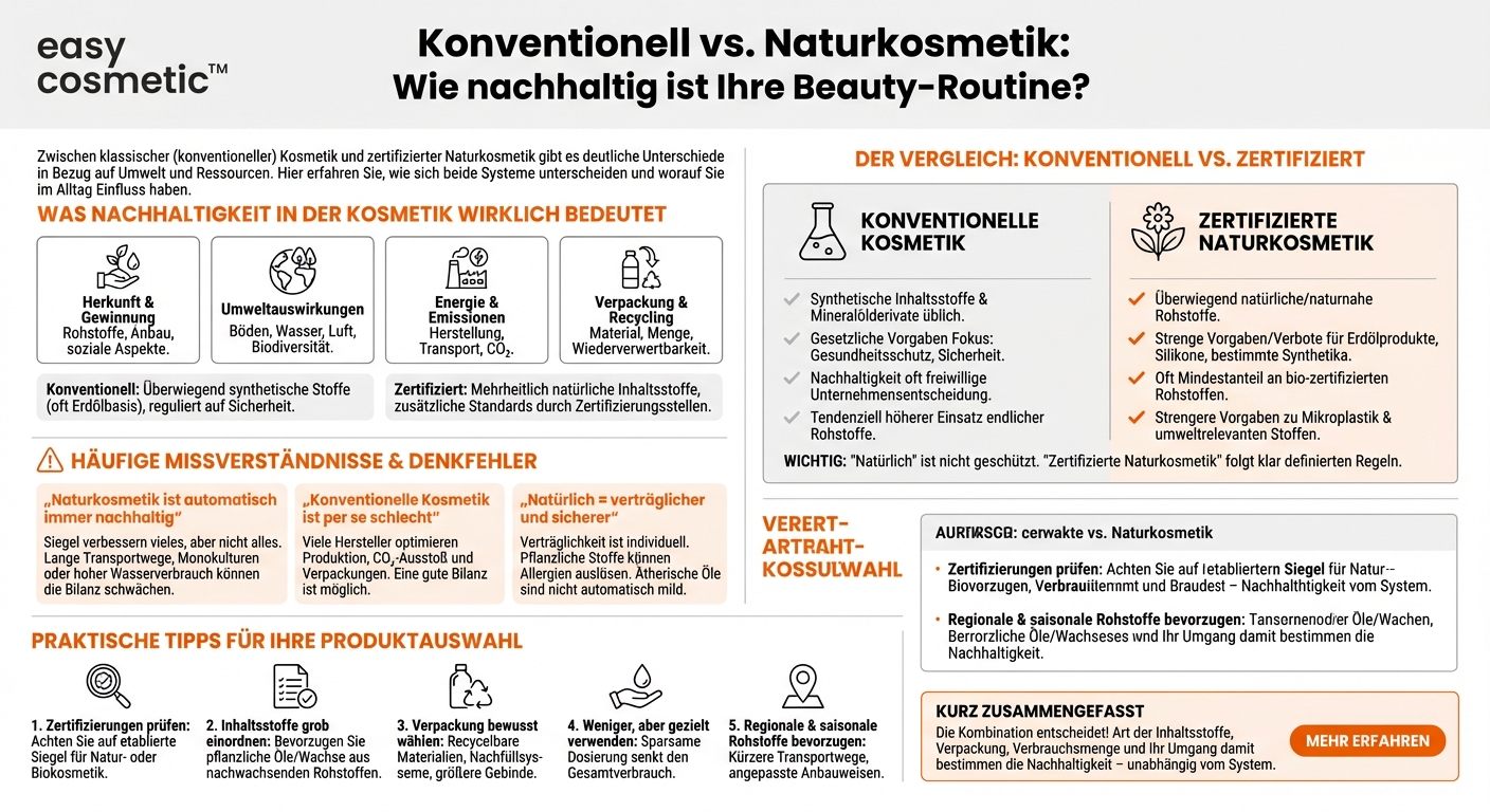 Wie nachhaltig ist konventionelle vs. zertifizierte Naturkosmetik in Bezug auf Umwelt- und Ressourcenschonung?