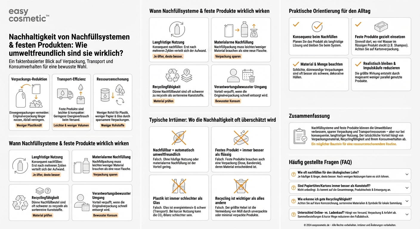 Wie nachhaltig sind Nachfüllsysteme und feste Produkte wirklich?