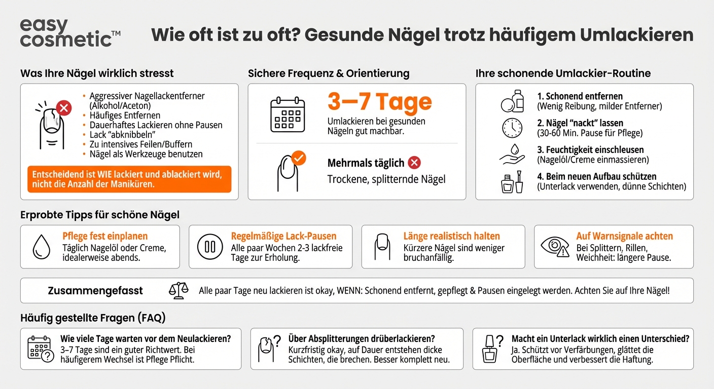 Wie oft kann ich meine Nägel hintereinander neu lackieren, ohne sie zu sehr zu strapazieren?
