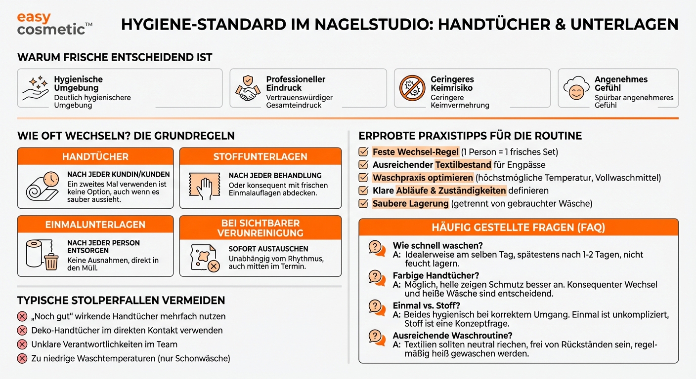 Wie oft müssen Handtücher und Unterlagen im Nagelstudio gewechselt und gewaschen werden?