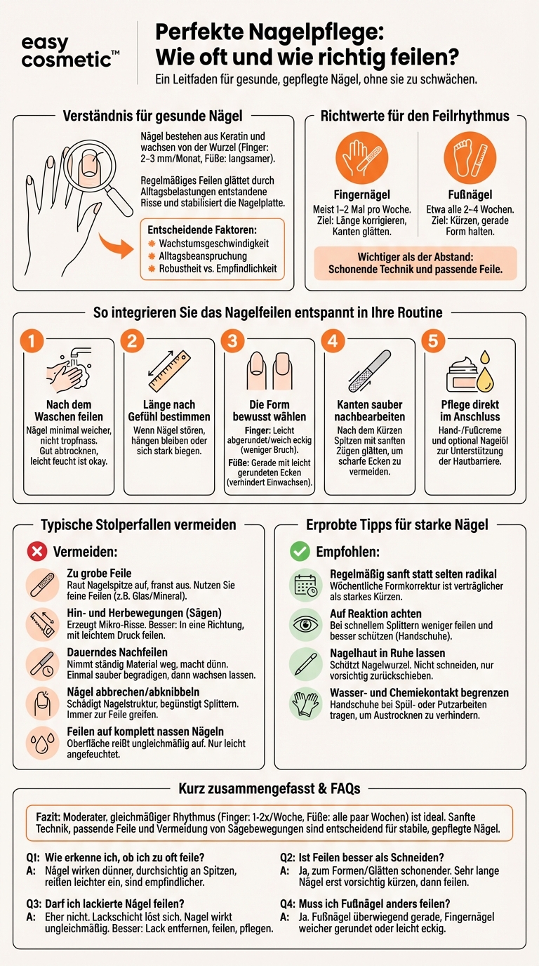Wie oft sollte ich meine Nägel feilen, um sie gesund zu halten?