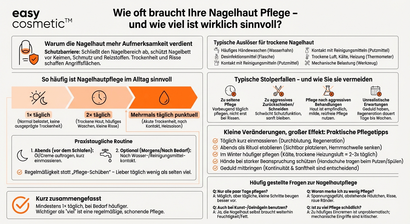 Wie oft sollte ich meine Nagelhaut mit Öl oder Creme behandeln?