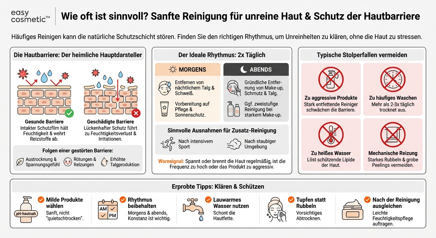 Wie oft sollte ich unreine Haut reinigen, ohne die Hautbarriere zu schädigen?