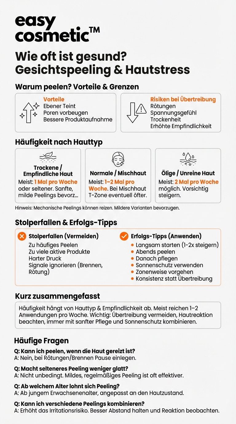 Wie oft sollte man das Gesicht peelen, ohne die Haut zu reizen?
