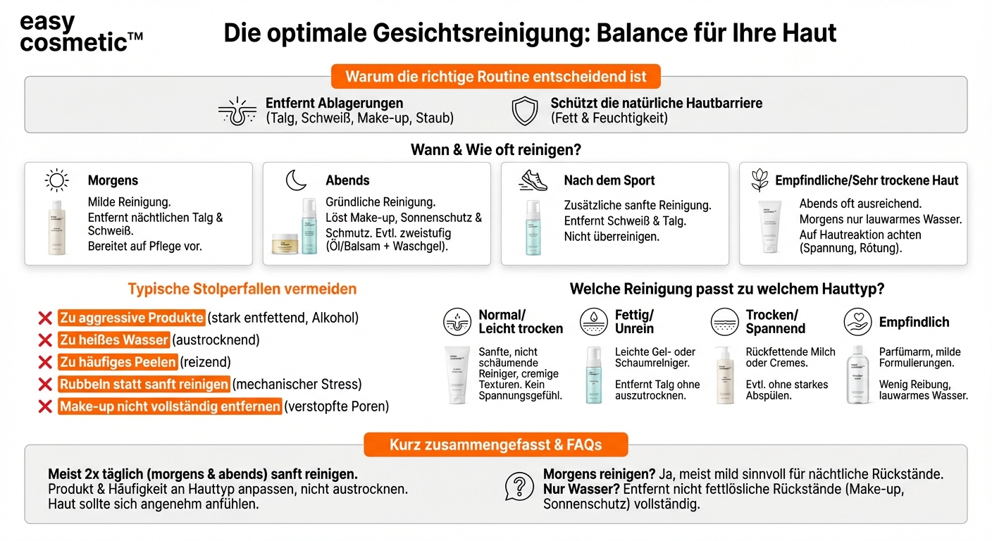 Wie oft sollte man das Gesicht reinigen und welche Reinigung ist geeignet?