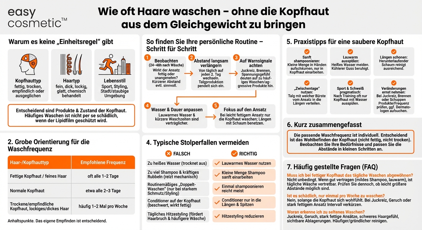 Wie oft sollte man die Haare waschen, ohne die Kopfhaut zu reizen?