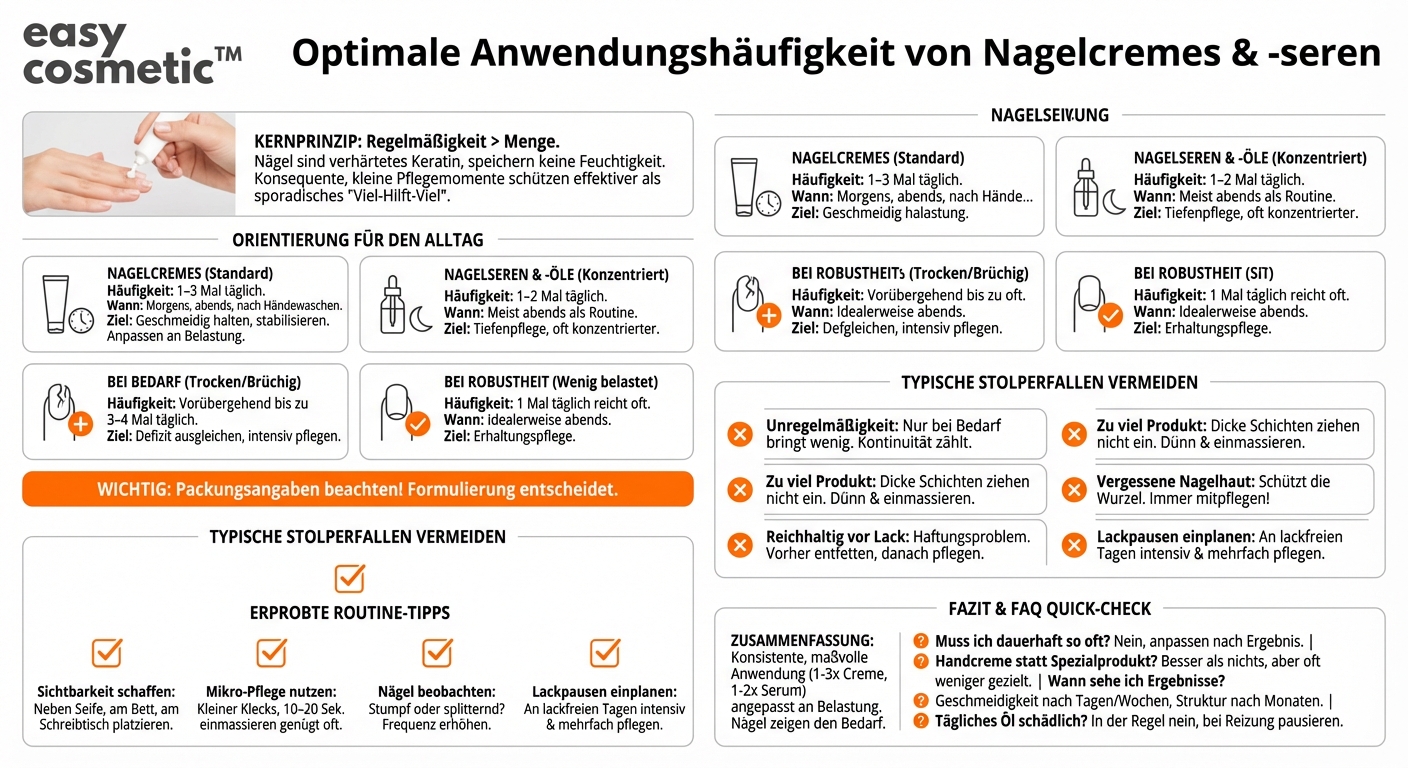 Wie oft sollte man Nagelpflegeprodukte wie Cremes oder Seren anwenden?