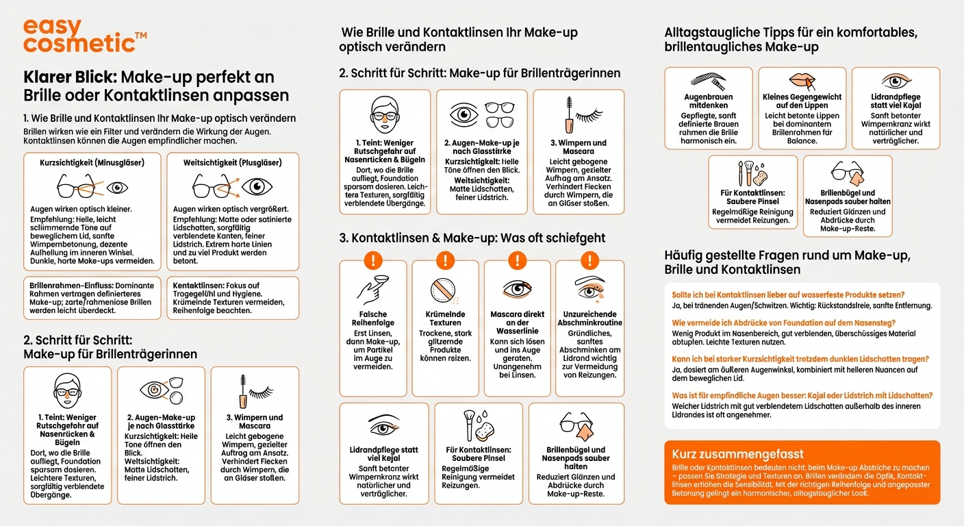 Wie passe ich mein Make-up an Brillen oder Kontaktlinsen an?