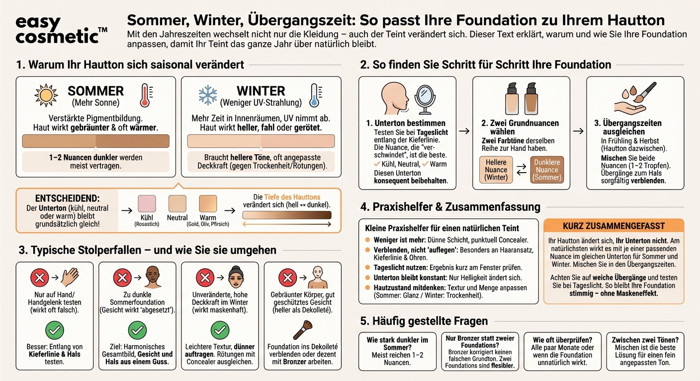 Wie passe ich meine Foundation an Sommer- und Winter-Hautton an?