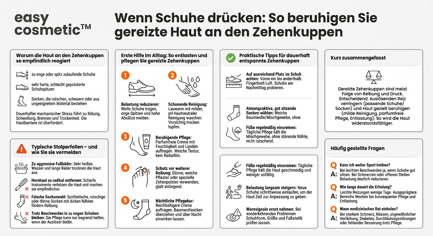 Wie pflege ich die Haut an den Zehenkuppen, wenn sie durch Schuhe gereizt ist?
