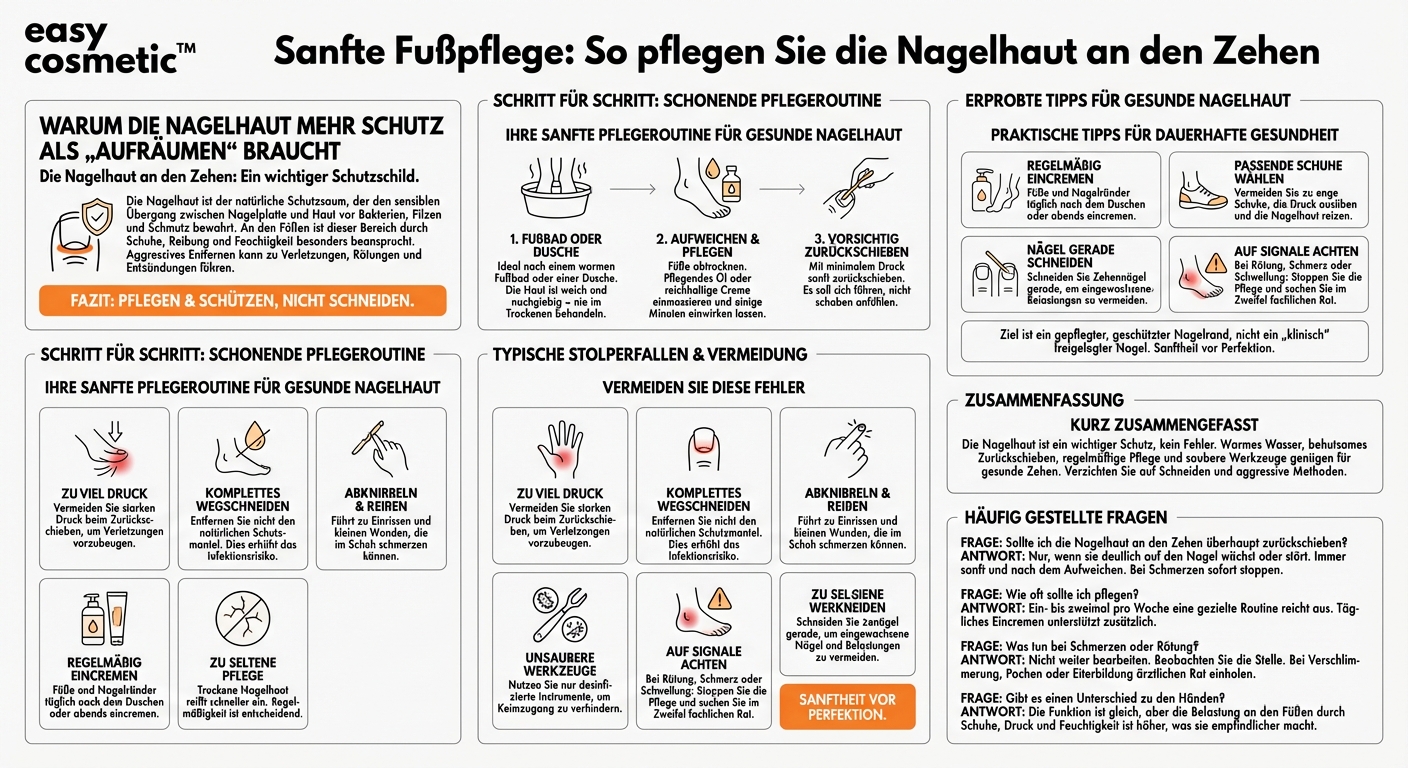 Wie pflege ich die Nagelhaut an den Zehen, ohne sie zu verletzen?
