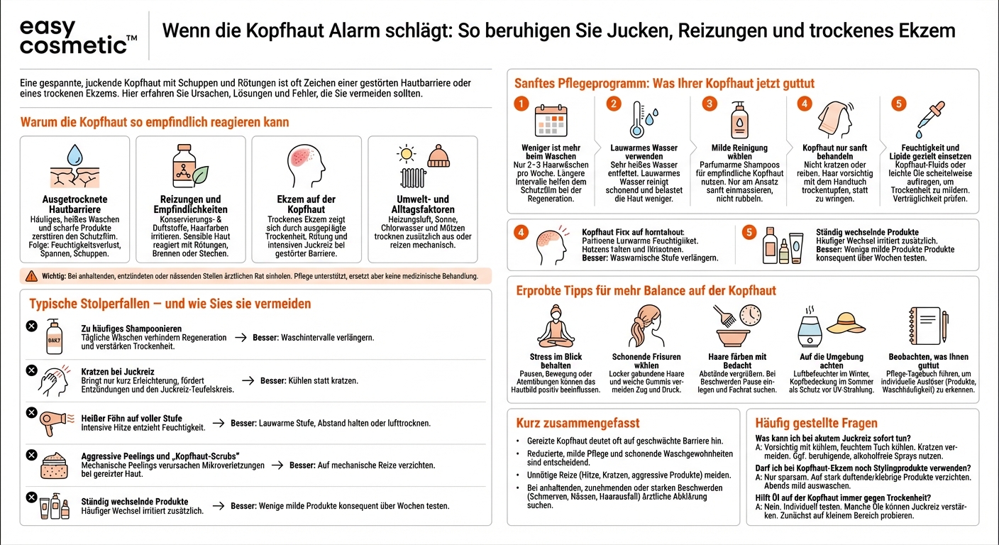 Wie pflege ich gereizte, juckende Kopfhaut und trockenes Kopfhaut‑Ekzem richtig?