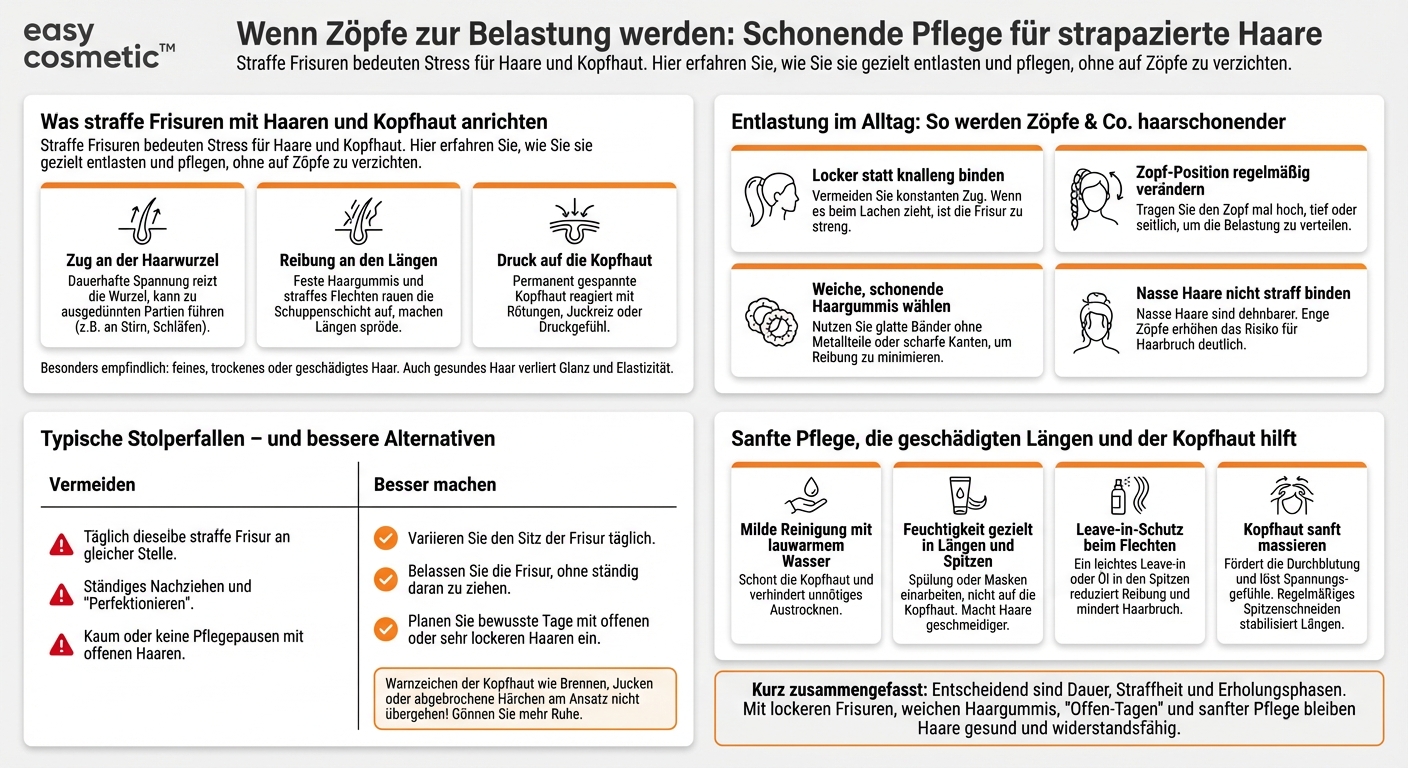 Wie pflege ich Haare, die durch häufiges Tragen von Zöpfen oder straffen Frisuren belastet sind?