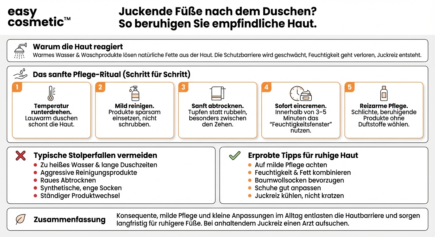 Wie pflege ich meine Füße bei sehr empfindlicher oder juckender Fußhaut, z.B. nach dem Duschen?