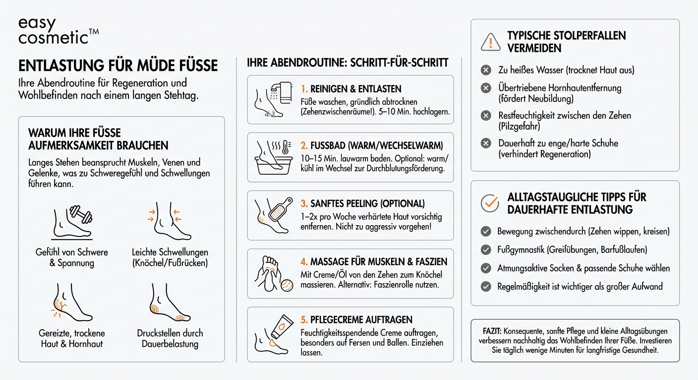 Wie pflege ich meine Füße nach einem langen Arbeitstag im Stehen?
