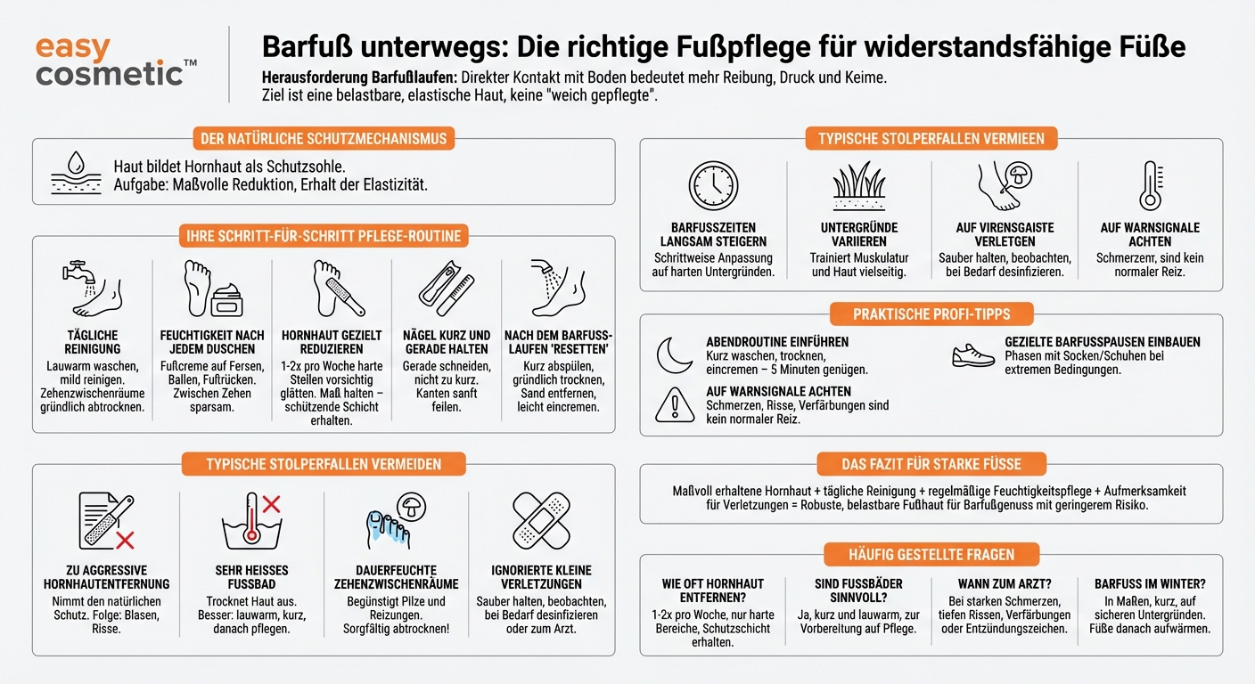 Wie pflege ich meine Füße richtig, wenn ich häufig barfuß laufe?