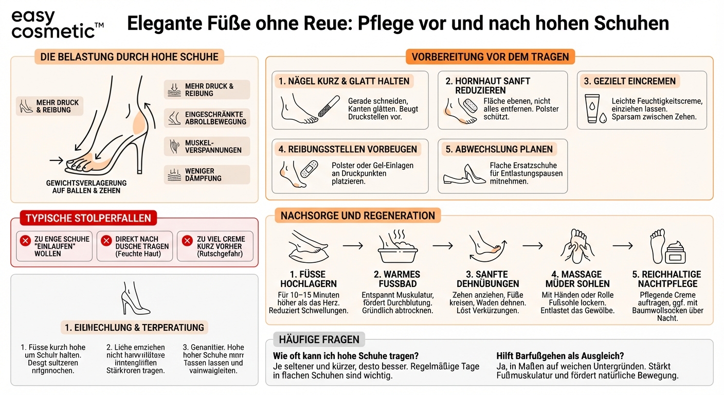 Wie pflege ich meine Füße vor und nach dem Tragen von hohen Schuhen?