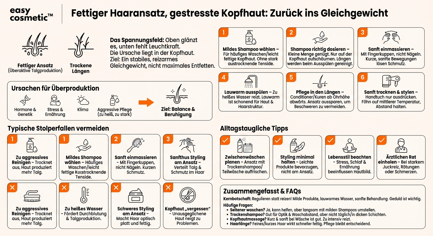 Wie pflege ich meine Kopfhaut am besten, wenn ich zu fettigem Ansatz neige?