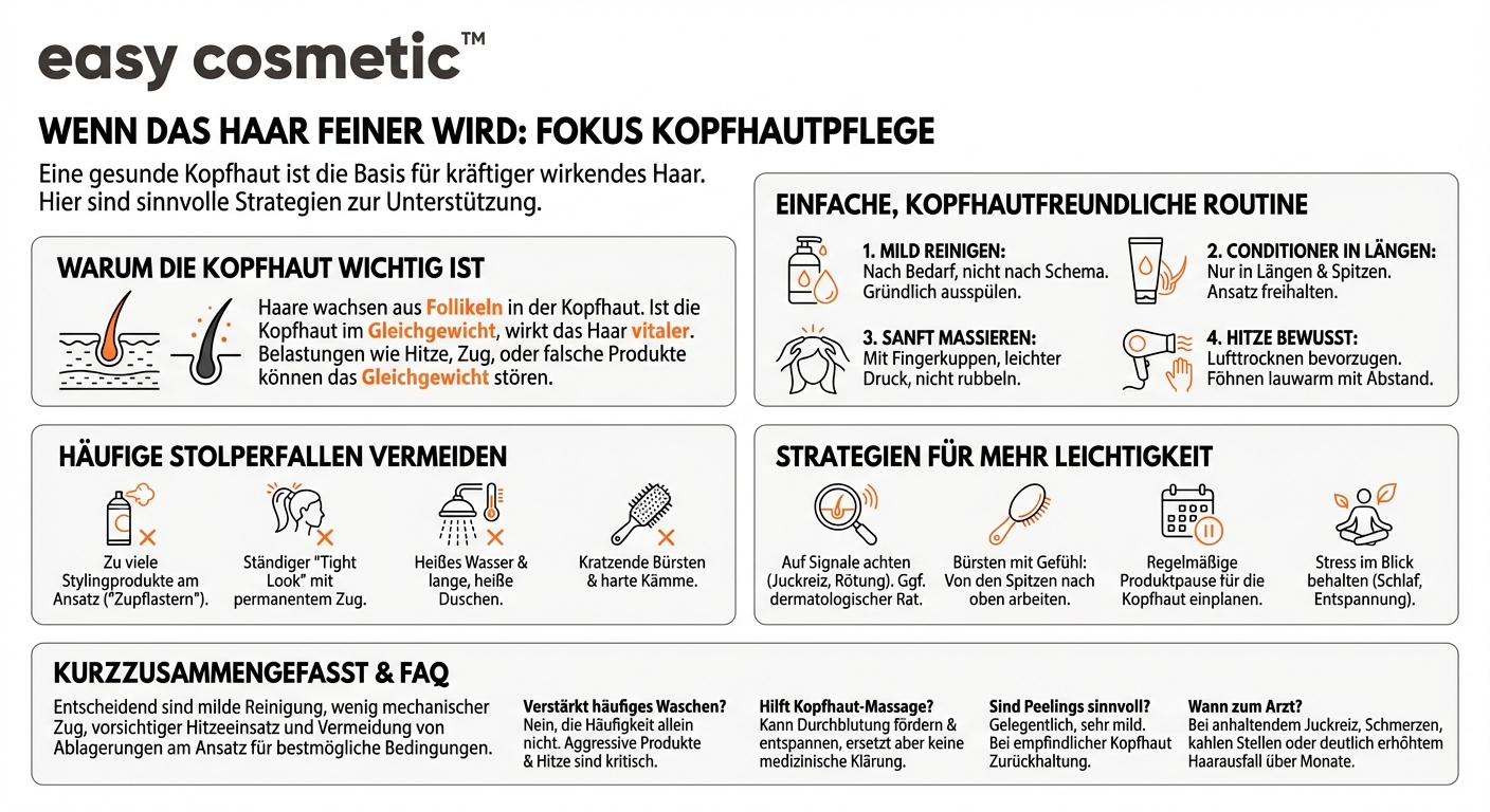Wie pflege ich meine Kopfhaut, wenn ich zu feinem oder dünner werdendem Haar neige?