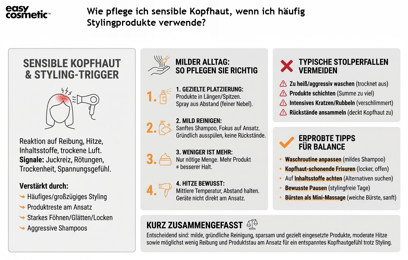 Wie pflege ich sensible Kopfhaut, wenn ich häufig Stylingprodukte verwende?