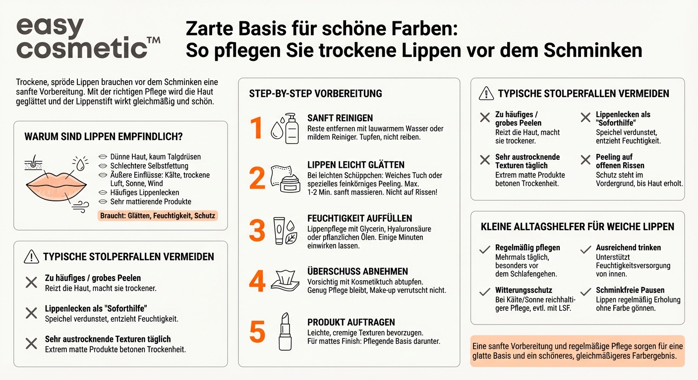 Wie pflege ich trockene oder spröde Lippen vor dem Schminken?